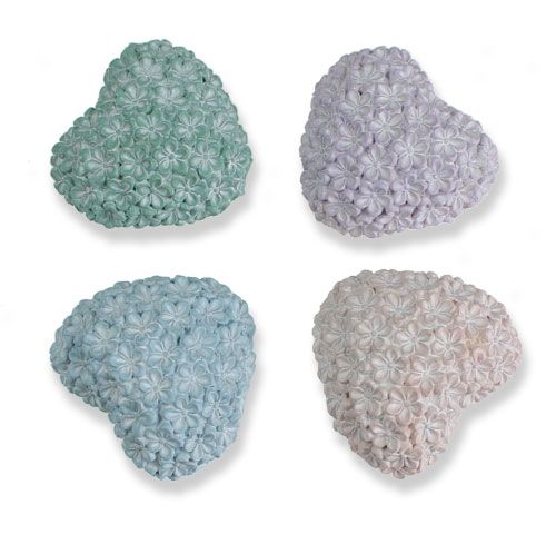 Floristik24 Decorative hearts with flowers pastel 6.5cm 4pcs
