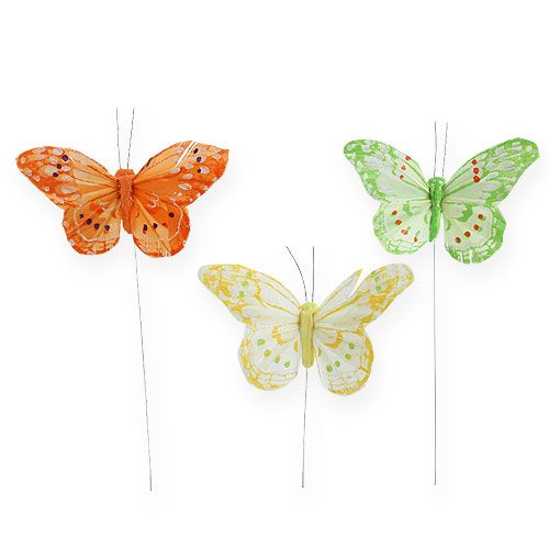 Decorative butterflies on a wire 10cm 12pcs
