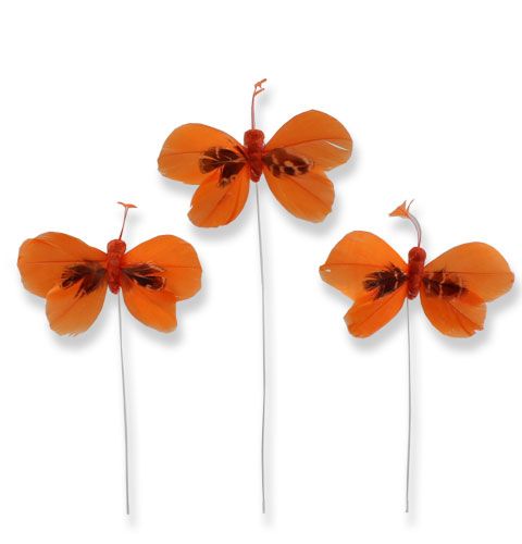 Floristik24 Decorative butterflies on wire orange 9cm 36pcs