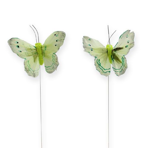 Floristik24 Decorative butterfly on wire green 8cm 12pcs
