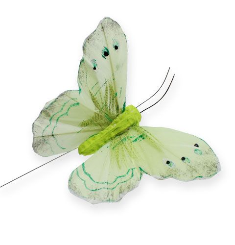 Floristik24 Decorative butterfly on wire green 8cm 12pcs