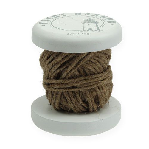 Floristik24 Decorative thread spool with hemp cord Ø10cm H12cm