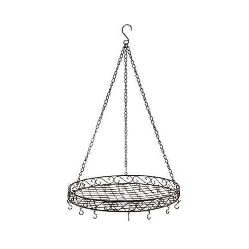 Decorative hanging tray Ø30cm brown L45cm