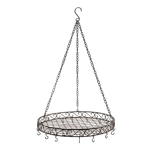 Tray with hooks for hanging brown, rust Ø45cm