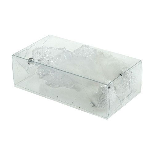 Floristik24 Decorative bird on clip with glitter white 14cm 2pcs