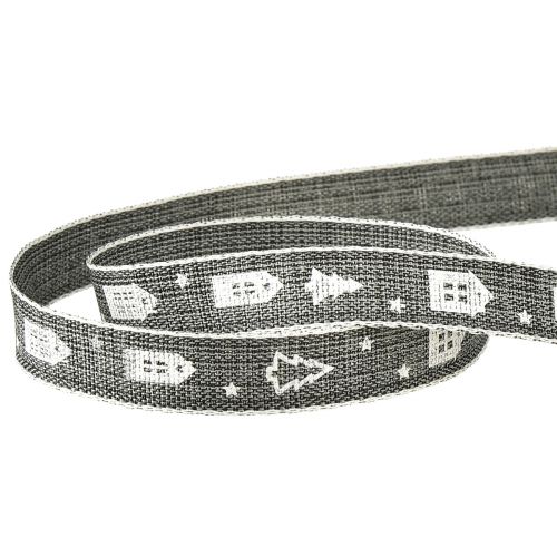Product Decorative ribbon for Christmas houses and fir trees anthracite white 15mm 20m