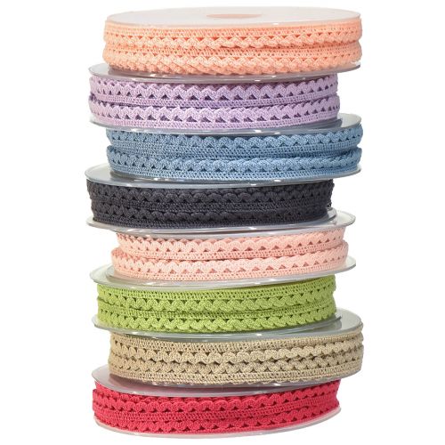 Lace trim decorative ribbon various colours W9mm L20m