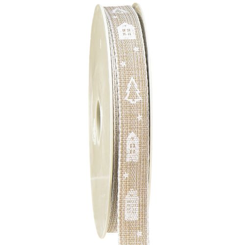 Decorative ribbon for Christmas houses and firs beige, white 15mm 20m