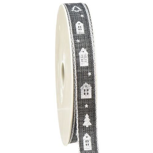 Decorative ribbon for Christmas houses and fir trees anthracite white 15mm 20m