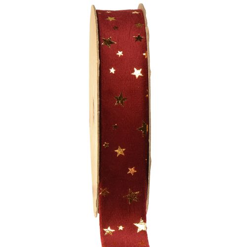 Velvet ribbon Christmas star ribbon red gold W25mm L8m