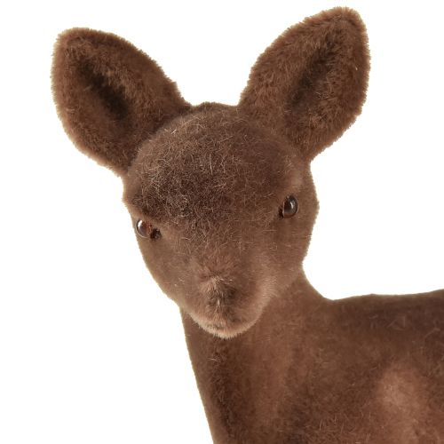 Product Decorative figure deer fawn flocked brown Christmas figures 10.5cm 6 pcs