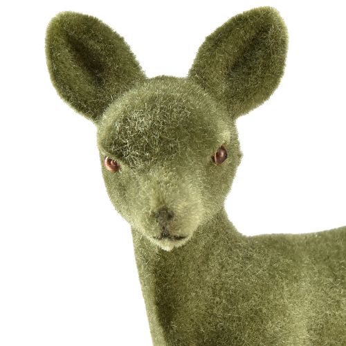 Product Decorative figure deer fawn flocked Christmas figures green 10.5cm 6 pcs