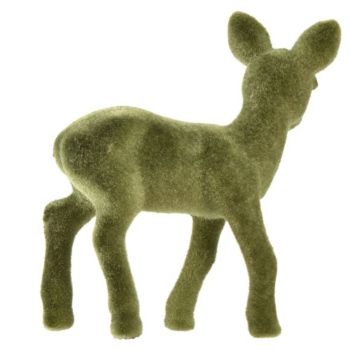 Product Decorative figure deer fawn flocked Christmas figures green 10.5cm 6 pcs