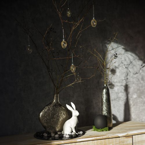 Product Decorative Hanging Egg Glass Filled Easter Decoration for Hanging 5x8cm 6 Pcs