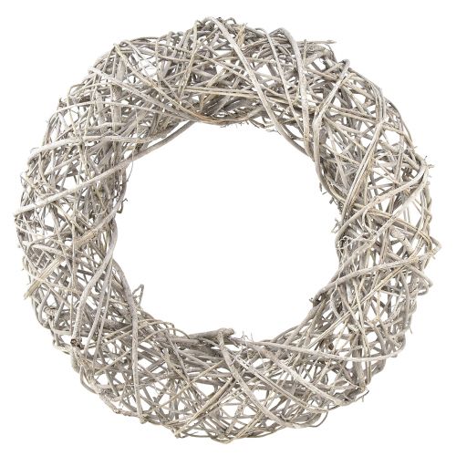 Floristik24 Decorative wreath wood decoration rattan natural white Ø40cm H9,5cm