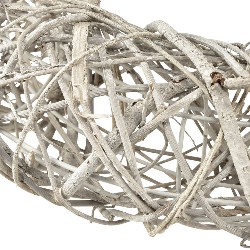Floristik24 Decorative wreath wood decoration rattan natural white Ø40cm H9,5cm