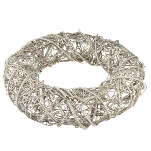 Floristik24 Decorative wreath wood decoration rattan natural white Ø40cm H9,5cm