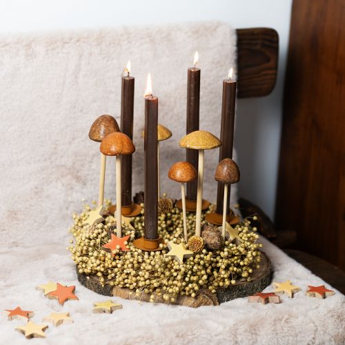 Floristik24 Decorative mushrooms on stick, brown 5.5cm - autumnal garden and living room decoration - 6 pieces