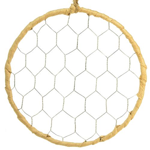 Product Decorative metal raffia hanging rings, Ø20cm, 4 pieces, boho wall decoration, window decoration