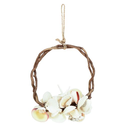 Product Marine decor for hanging Ring with sea shells White Ø25cm