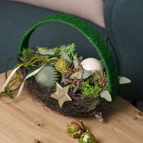 Floristik24 Decorative ring jute decoration loop green dark green 4cm Ø30cm 2pcs