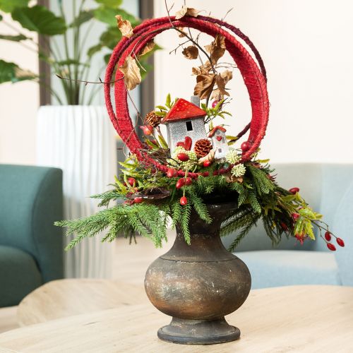 Product Decorative ring jute decoration loop red dark red Ø30cm 4pcs