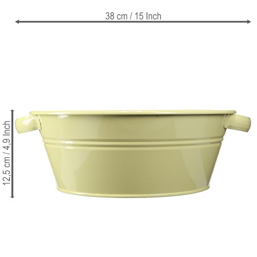 Product Decorative metal bowl, green-yellow, flower bowl with handle, Ø33.5cm