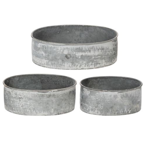 Product Decorative metal bowl, oval, grey, L22.5/19.5/16cm, set of 3