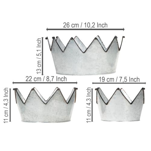 Decorative bowl metal bowl crown Ø26.5/22.5/19cm set of 3 | Floristik24.ie