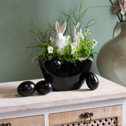 Floristik24 Decorative Bowl Black Oval Plant Boat 24x9.5cmx14.5cm