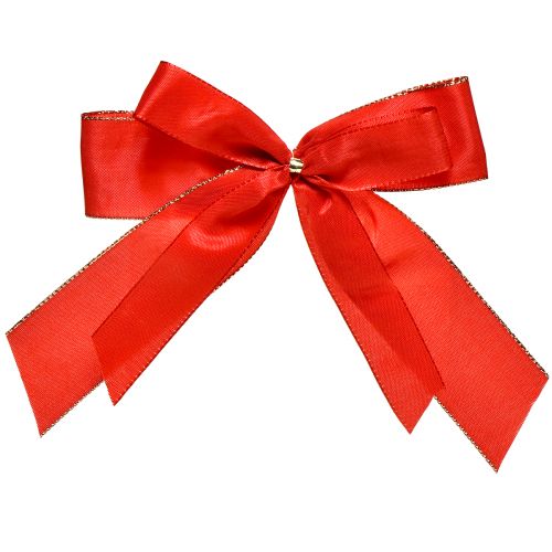 Floristik24 Decorative bow Red bow with gold edge – Elegant Christmas decoration 4cm wide 15×21cm 10pcs