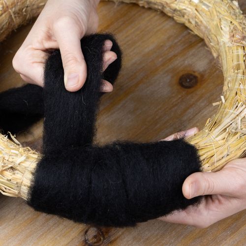 Product Decorative wool, wool cord, felted wool for creative crafts and floristry, 2m, black