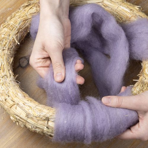 Product Decorative wool, light purple, 2m wool cord, felted wool for crafts & floristry
