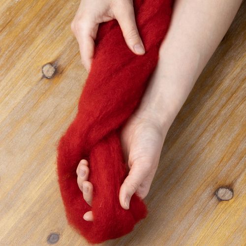 Product Wool cord, decorative wool, red, 2m felted wool for floristry, decoration, and crafts