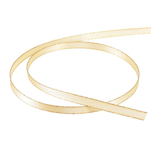 Product Double satin ribbon jewelry ribbon in cream gold W6mm L50m