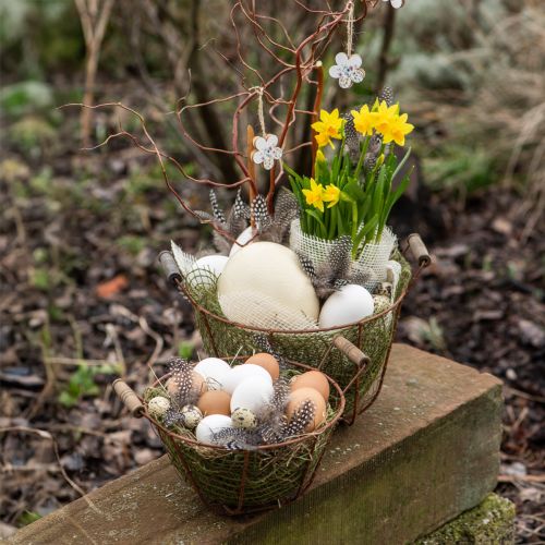 Product Wire basket metal basket with handle wood rust decoration Ø18cm