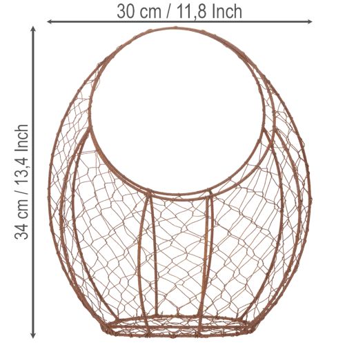 Wire basket, metal planter, spring decoration, Easter basket, brown, rust finish, H34cm L30cm | Floristik24.ie