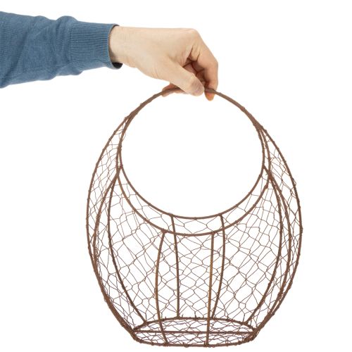 Wire basket, metal planter, spring decoration, Easter basket, brown, rust finish, H34cm L30cm | Floristik24.ie