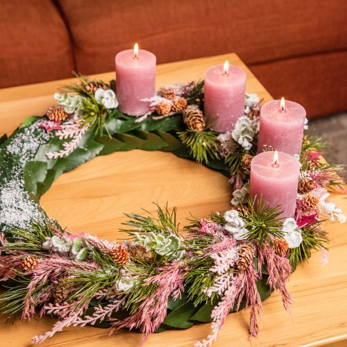 Product Elegant antique rose pillar candles 70×80mm, set of 4, for table decoration, Advent wreath and romantic ambience