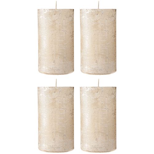 Solid-colored candles platinum 70x120mm 4 pcs | Floristik24.ie