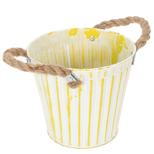 Product Bucket for planting, planter with handles, metal decoration pink/green/yellow shabby chic Ø16.5cm H15cm 3-piece set