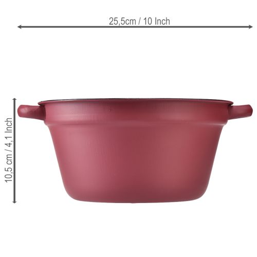 Product Metal bucket with handles, decorative tub for planting, red, Ø20.5cm, H10.5cm