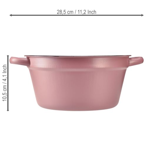 Product Bucket with handles, metal planter, pink, Ø22.5cm, H10.5cm