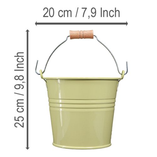 Product Metal bucket flower pot with handle, green/yellow, 20x17.5x16cm, 2 pieces