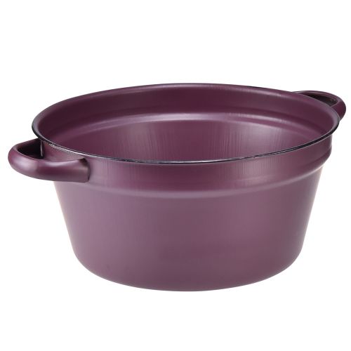 Floristik24 Bucket with handles plant tub metal purple Ø22.5cm H10.5cm
