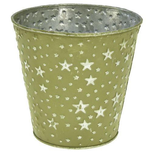 Floristik24 Planter Silver Green Flowerpot Metal Stars Ø14cm
