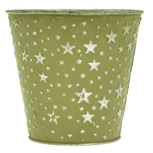 Product Planter Silver Green Flowerpot Metal Stars Ø14cm