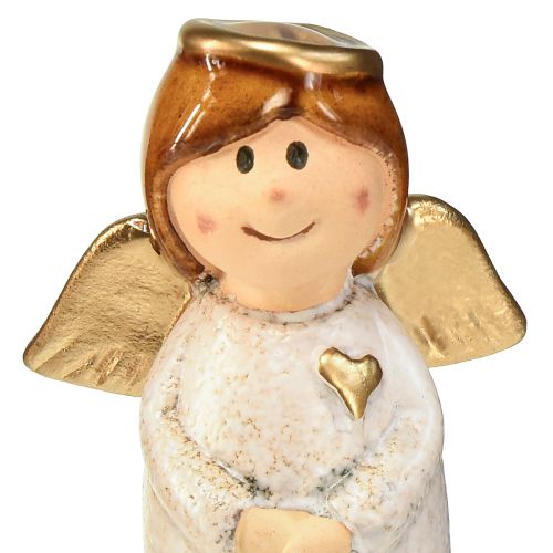 Product Enchanting ceramic angel duo in cream-white with gold accents – 8.6 cm – Heavenly decorative figures – 2 pieces