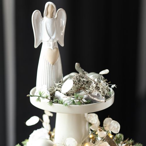 Product Angel figurine with heart decoration in cream white, 23cm