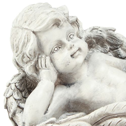Product Angel lying decorative figure grave decoration grey polyresin 22cm